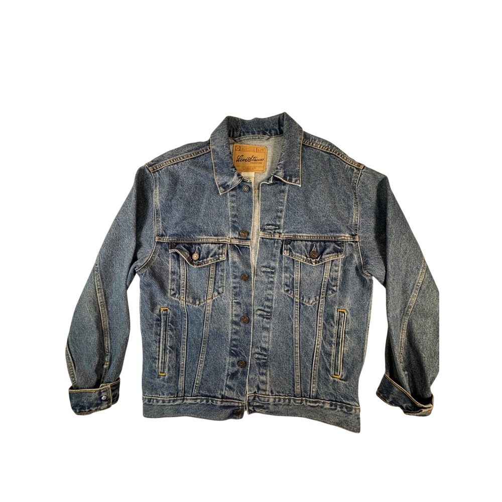 Levi Strauss Signature Denim Women's Jacket large cusCowgirl Patch Western